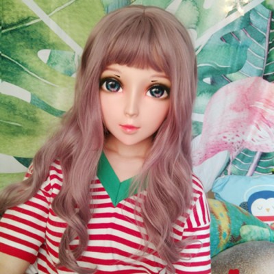 (XYing)Crossdress Sweet Girl Resin Half Head Female Cartoon Character Kigurumi Mask With BJD Eyes Cosplay Anime Role Lolita Doll Mask